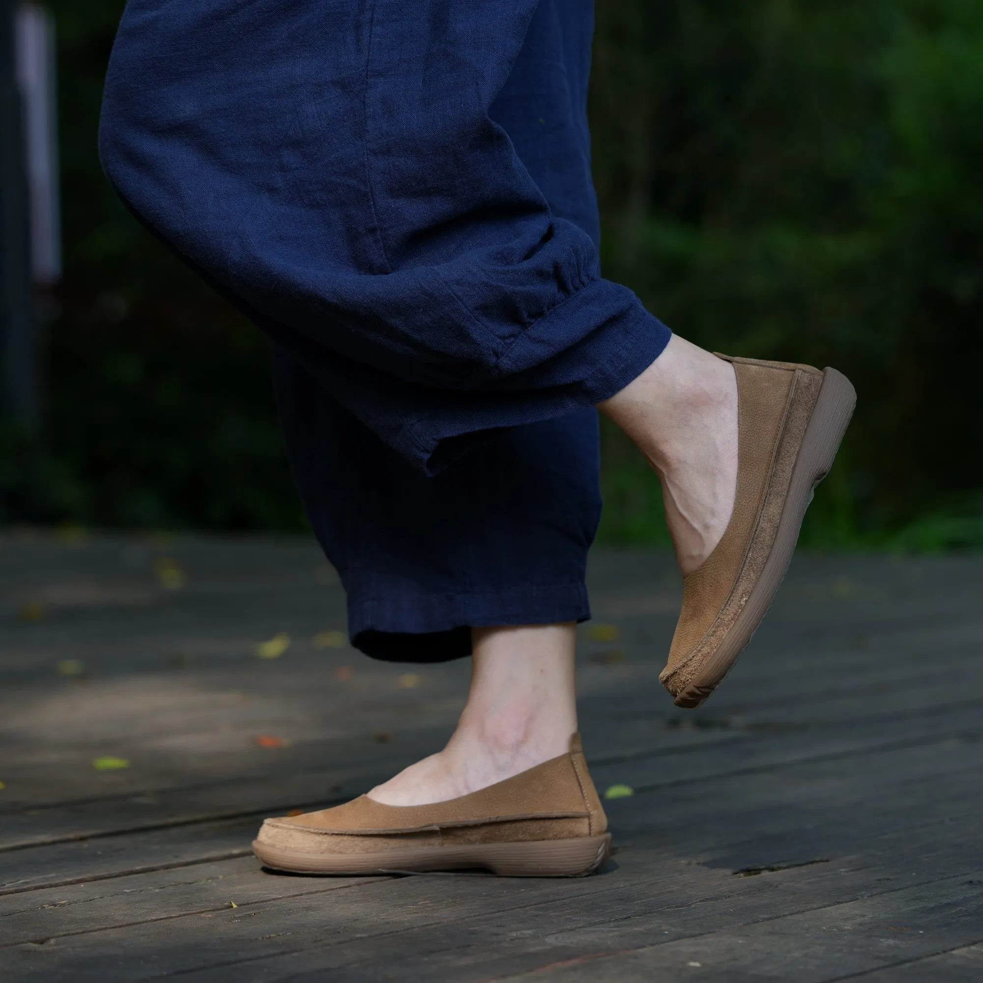 Soft Leather loafers Breathable Slip Ons Handmade in Green/Coffee/Khaki