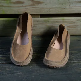 Soft Leather loafers Breathable Slip Ons Handmade in Green/Coffee/Khaki