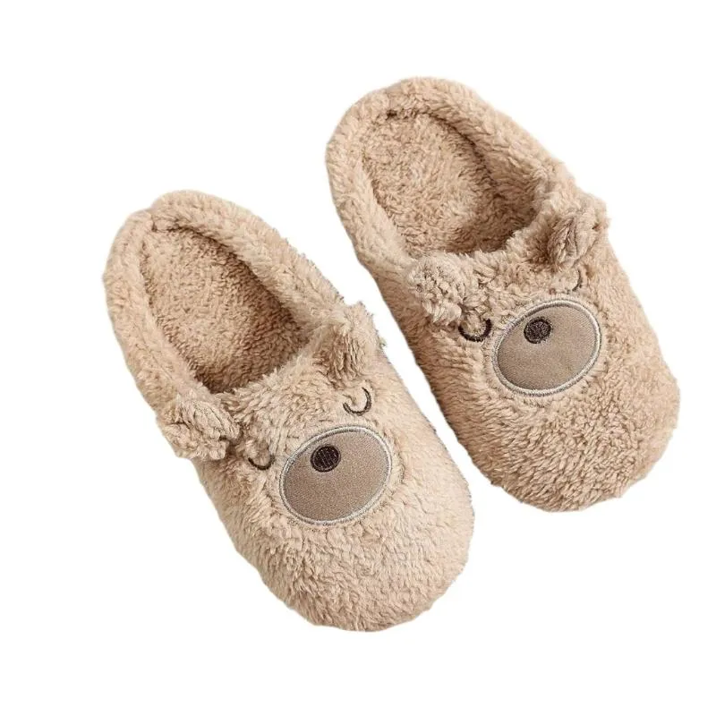 Women's Soft Cute Round Toe Indoor Teddy Bear Slippers